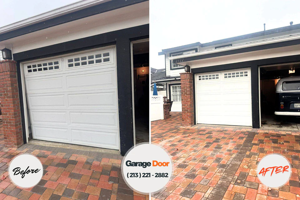 Before and after: garage door repair East Shoreham, NY